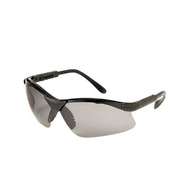 Polarized Safety Glasses, Wraparound Smoke Polycarbonate Lens, Uncoated