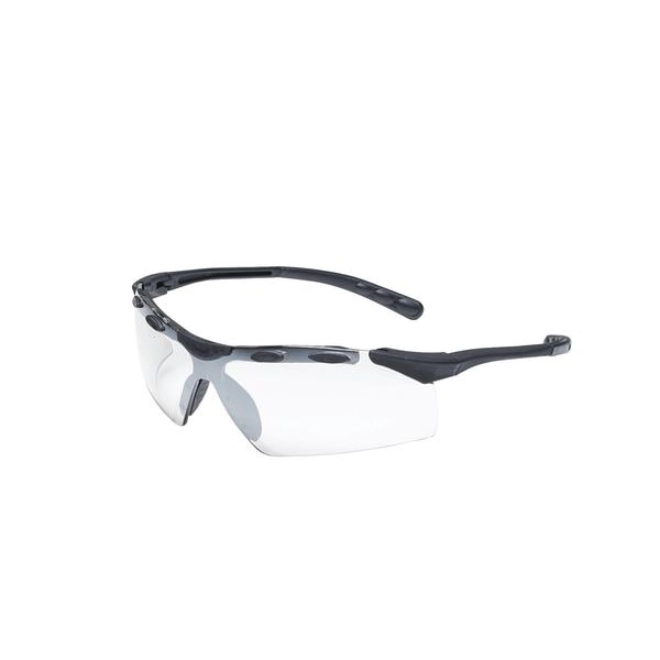 Safety Glasses, Wraparound Gray Polycarbonate Lens, Scratch-Resistant