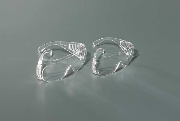 Safety Glasses, Visitor Series, Uncoated, Frameless, Clear Arm, Clear Lens, Pack of 12