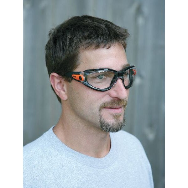 Safety Glasses, Wraparound Clear Polycarbonate Lens, Anti-Fog