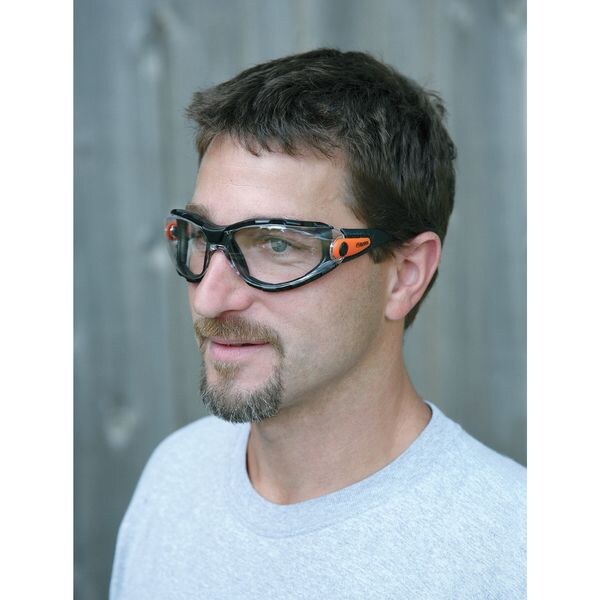 Safety Glasses, Wraparound Clear Polycarbonate Lens, Anti-Fog