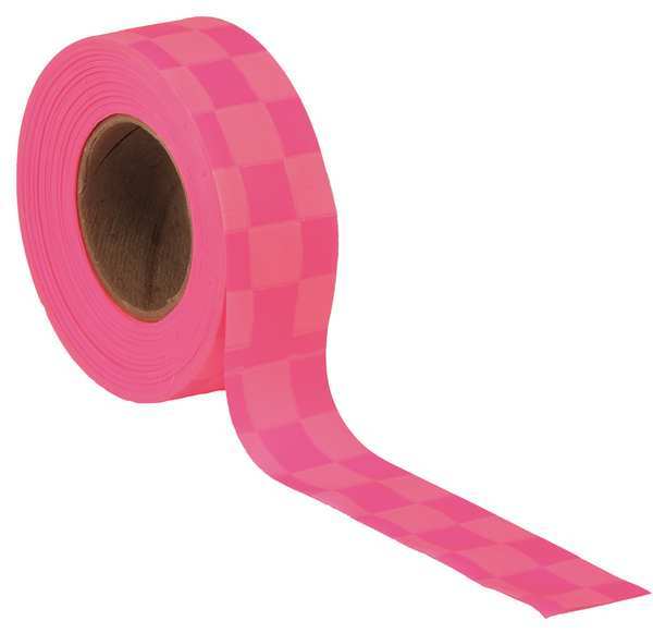 Flagging Tape, Pnk Glo/Wh, 150ft x 1-3/8In