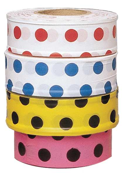 Flagging Tape, White/Red, 300ft x 1-3/8 In