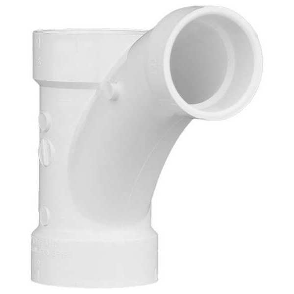 PVC Wye and 45 Degree Elbow, Hub, 3 in x 3 in x 1 1/2 in Pipe Size