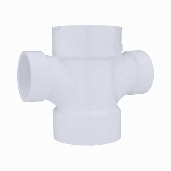 PVC Sanitary Tee, Hub, 3 in x 3 in x 2 in x 2 in Pipe Size