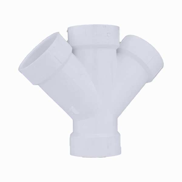 PVC Double Wye, Hub, 6 in Pipe Size