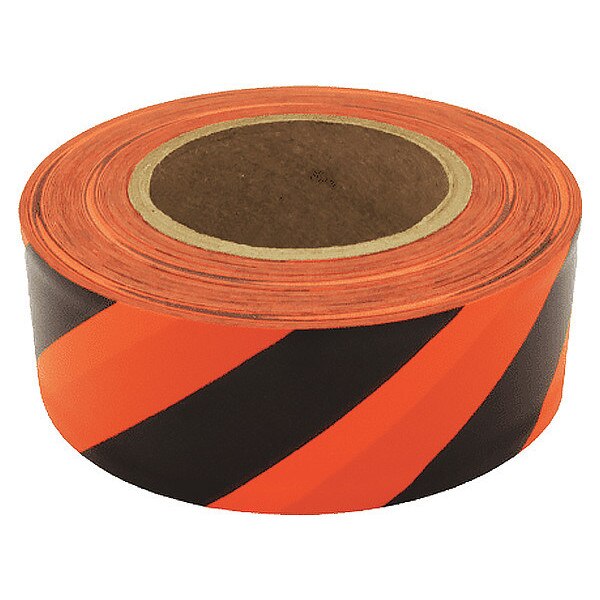 Flagging Tape, Orng Glo/Blk, 150ft, 1-3/16