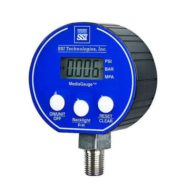Digital Pressure Gauge, 0 to 300 psi, 1/4 in MNPT, Plastic, Black