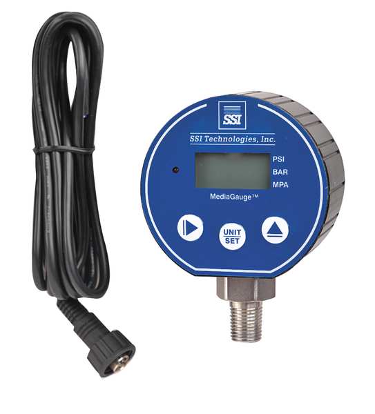 Digital Pressure Gauge with Transmitter, 0 to 1000 psi, 1/4 in MNPT, Plastic, Black