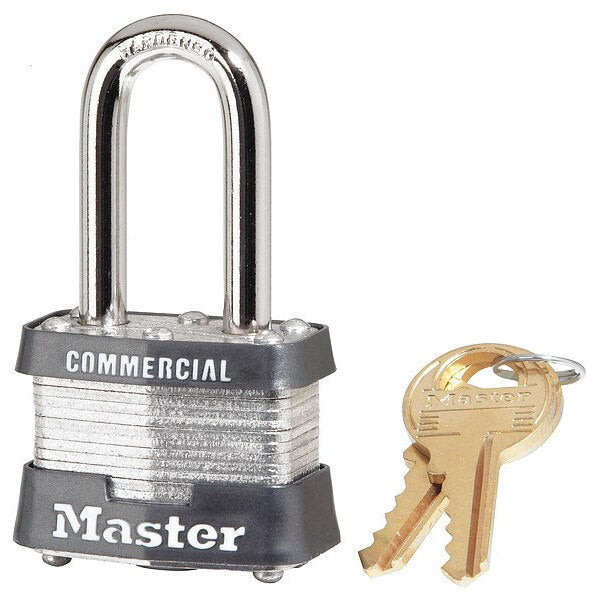 Padlock, Keyed Alike, Long Shackle, Rectangular Steel Body, Steel Shackle, 5/8 in W