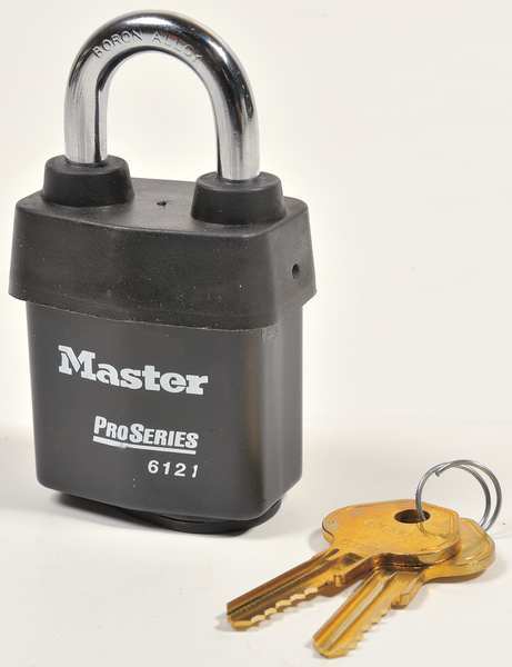 Padlock, Keyed Alike, Standard Shackle, Rectangular Steel Body, Boron Shackle, 7/8 in W