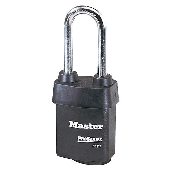 Padlock, Keyed Different, Long Shackle, Rectangular Steel Body, Boron Shackle, 7/8 in W