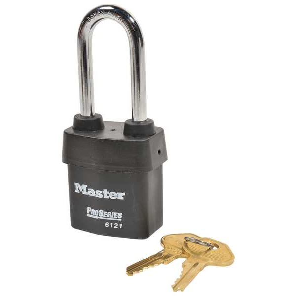 Padlock, Keyed Alike, Long Shackle, Rectangular Steel Body, Boron Shackle, 7/8 in W