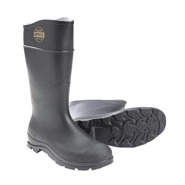 Steel-Toe Rubber Boot, PVC, Knee-Height, Comfort Technology, Black, Men's Size 14, 1 Pair