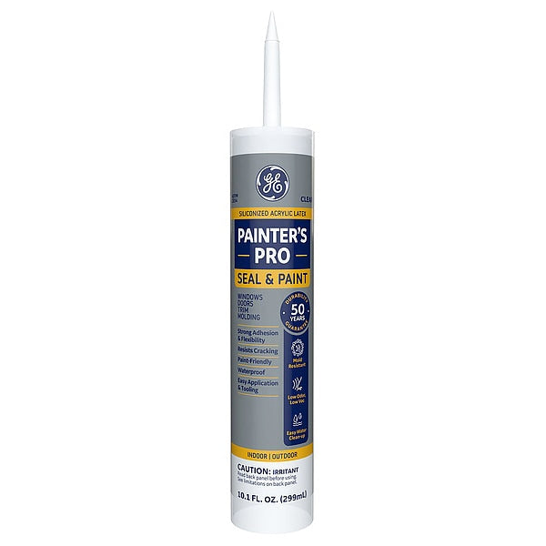 Caulk, 10.1 oz, Cartridge, Clear, Siliconized Acrylic Base