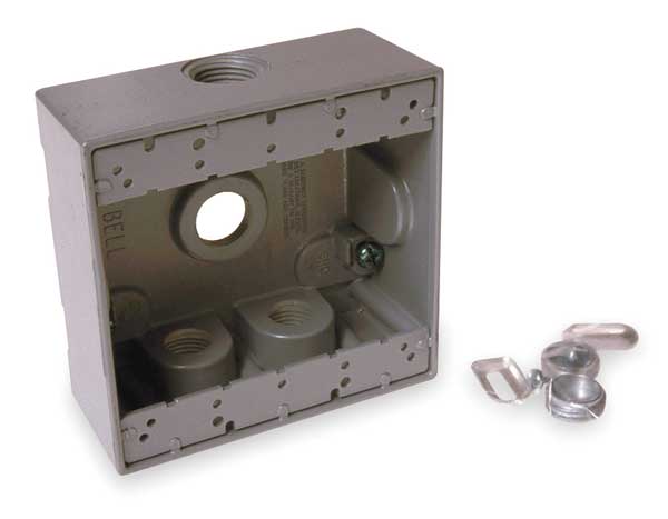 Weatherproof Box, 2Gang, 4Inlet, 3/4 Hub