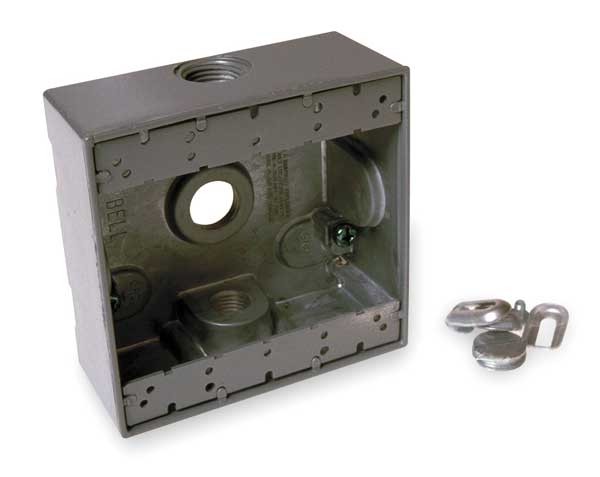Weatherproof Box, 2Gang, 3Inlet, Alum