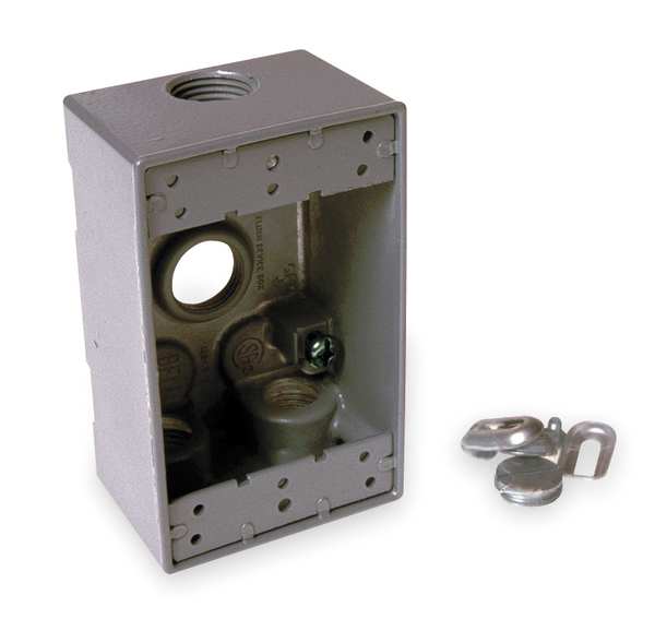 Weatherproof Box, 1Gang, 4Inlet, Alum