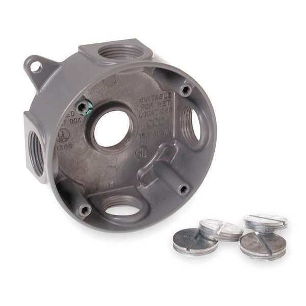 Weatherproof Box, 1Gang, 5Inlet, Alum