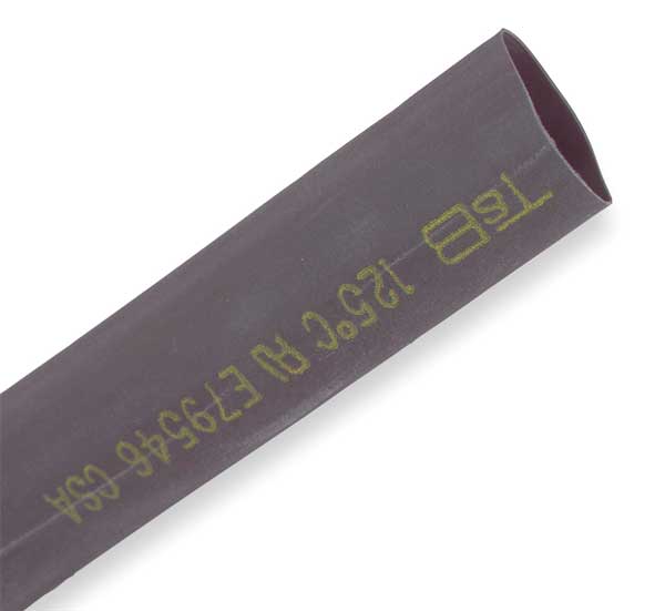 Shrink Tubing, 0.75in ID, Black, 6in, PK10