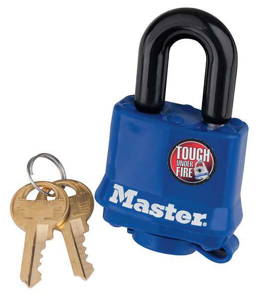 Padlock, Keyed Alike, Standard Shackle, Rectangular Steel Body, Steel Shackle, 1/2 in W