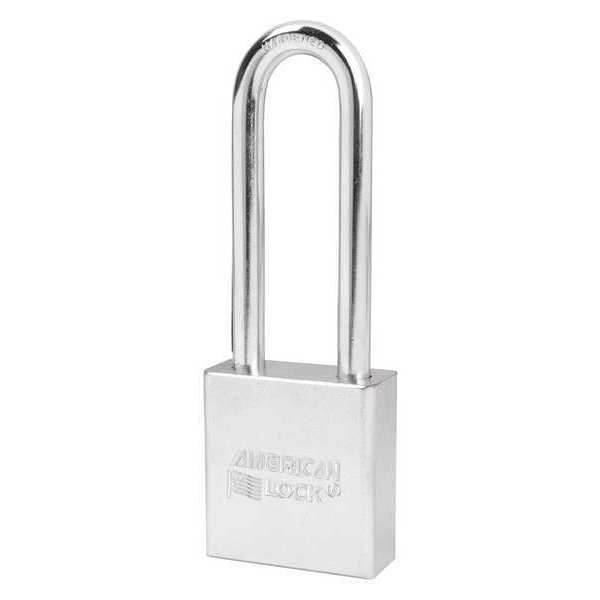 Padlock, Keyed Different, Long Shackle, Rectangular Steel Body, Boron Shackle, 3/4 in W