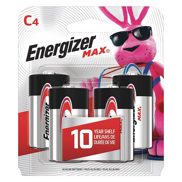 Energizer Max C Alkaline Battery, 1.5V DC, 4 Pack