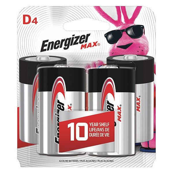 Max D Alkaline Battery, 4 PK
