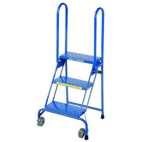 50 1/2 in H Steel Folding Rolling Ladder, 3 Steps