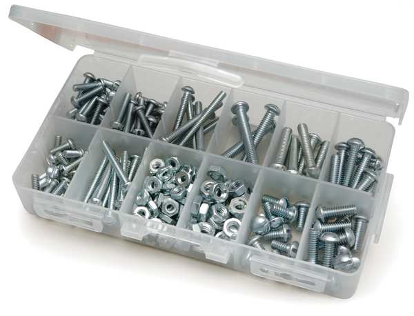 Bolt Assortment, Steel, Zinc Plated Finish