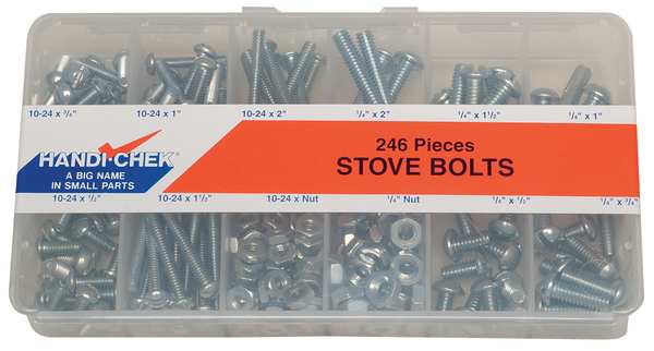 Bolt Assortment, Steel, Zinc Plated Finish