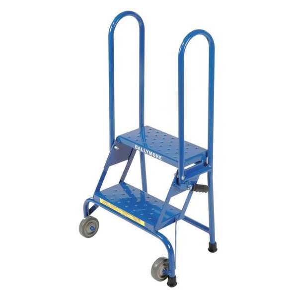 41 in H Steel Folding Rolling Ladder, 2 Steps