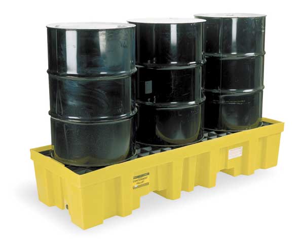Drum Spill Containment Pallet, 78 gal Spill Capacity, 3 Drum, 6000 lb., Polyethylene