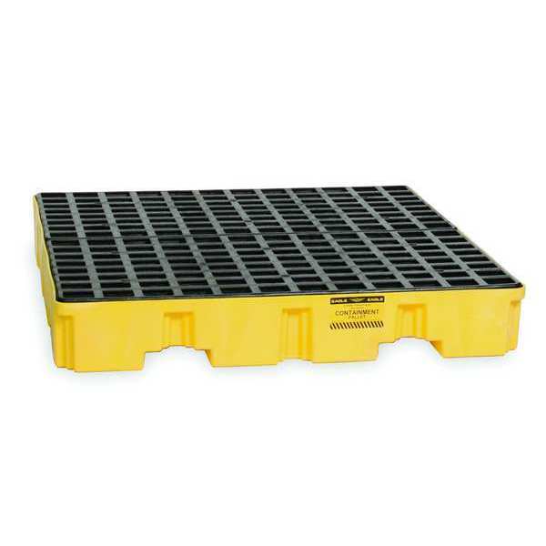 Drum Spill Containment Pallet, 66 gal Spill Capacity, 4 Drum, 8000 lb., High Density Polyethylene