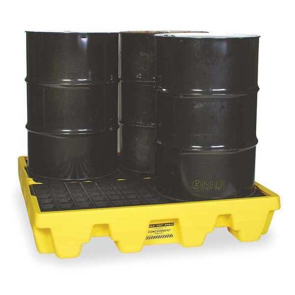 Drum Spill Containment Pallet, 66 gal Spill Capacity, 4 Drum, 8000 lb., High Density Polyethylene