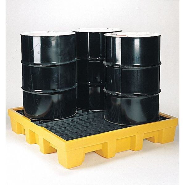 Drum Spill Containment Pallet, 66 gal Spill Capacity, 2 Drum, 4000 lb., Polyethylene