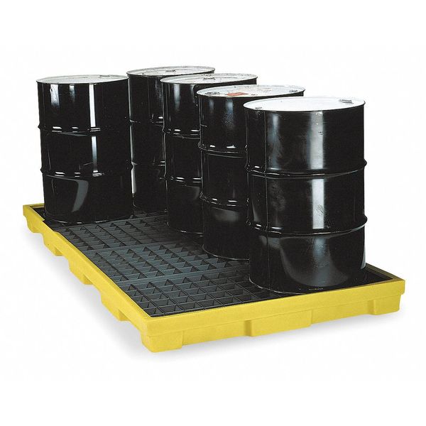 Drum Spill Containment Pallet, 121 gal Spill Capacity, 8 Drum, 10,000 lb., Polyethylene