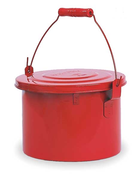 Bench Can, 1-1/2Gal., Galvanized Steel, Red