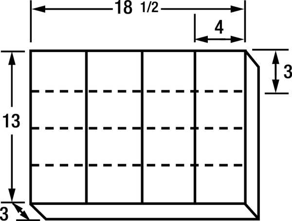 Compartment Box with 4 to 40 compartments, Plastic, 3 in H x 18 1/2 in W