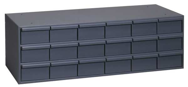 Drawer Bin Cabinet with 18 Drawers, Prime Cold Rolled Steel, 33 3/4 in W x 11 in H x 12 1/4 in D