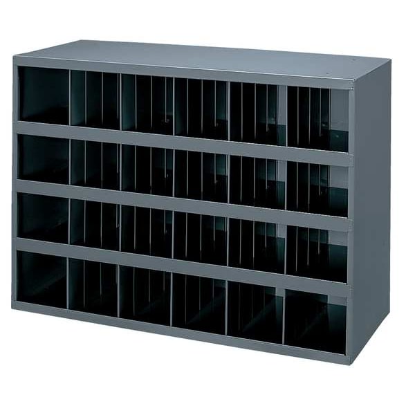 Pigeonhole Bin Unit, 24 Compartments, 12 in D x 23 7/8 in H x 33 3/4 in W, Steel