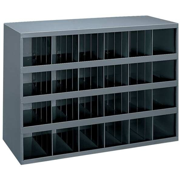 Pigeonhole Bin Unit, 24 Compartments, 12 in D x 23 7/8 in H x 33 3/4 in W, Steel