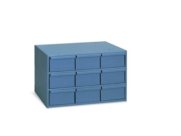 Drawer Bin Cabinet with 9 Drawers, Prime Cold Rolled Steel, 17 1/4 in W x 11 in H x 12 1/4 in D