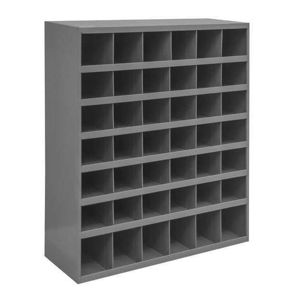 Prime Cold Rolled Steel Pigeonhole Bin Unit, 12 in D x 42 in H x 33 3/4 in W, 7 Shelves, Gray