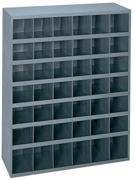 Prime Cold Rolled Steel Pigeonhole Bin Unit, 12 in D x 42 in H x 33 3/4 in W, 7 Shelves, Gray