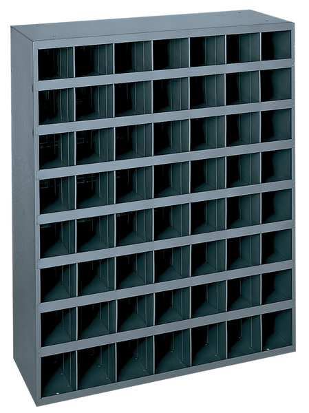 Prime Cold Rolled Steel Pigeonhole Bin Unit, 12 in D x 42 in H x 33 3/4 in W, 8 Shelves, Gray