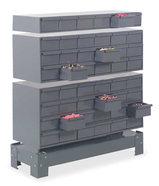 Drawer Bin Cabinet with 6 Drawers, Prime Cold Rolled Steel, 33 3/4 in W x 4 in H x 12 1/4 in D
