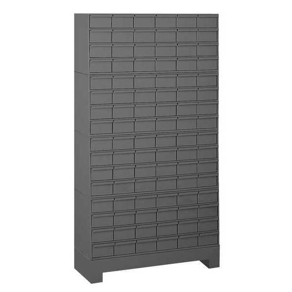 Steel Enclosed Bin Shelving, 34 in W x 62 1/2 in H x 12 1/4 in D, 16 Shelves, Gray
