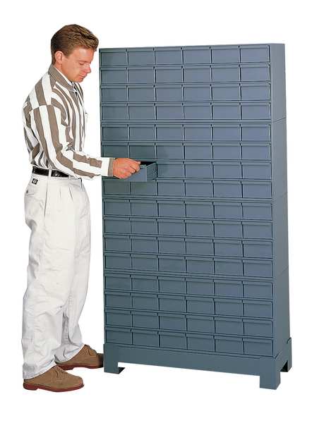 Steel Enclosed Bin Shelving, 34 in W x 62 1/2 in H x 12 1/4 in D, 16 Shelves, Gray