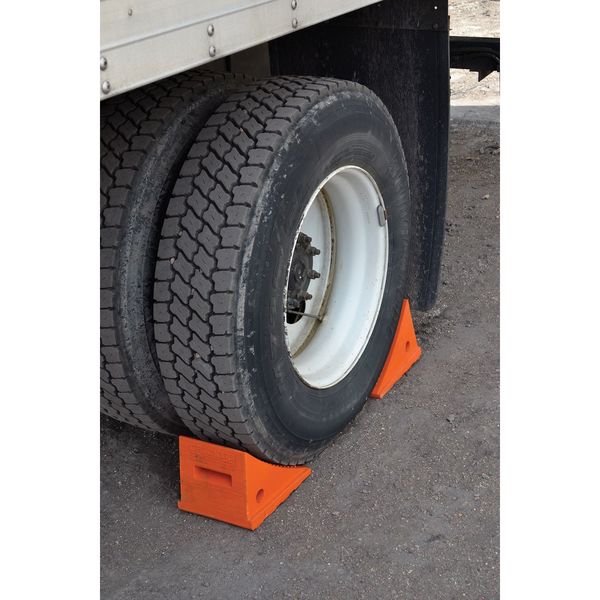 8-1/2 in. Urethane Wheel Chock in Orange